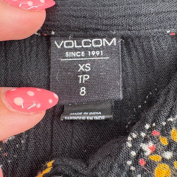 Volcom Womens XS Black & Yellow Patterned Long Sleeve Button-Up Shirt - Picture 2 of 5